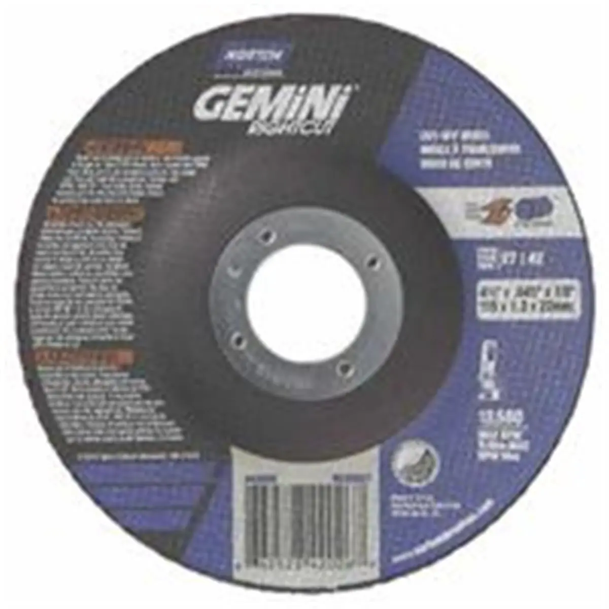 212 MAIN Type 27 Depressed Center Wheel, 4.5 in. Dia, 4.5 in. Thick, 24 Grit Heavy Grinding Tool for Reptile & Amphibian Cleaning, Gemini, 13580 Rpm