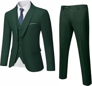 bespoke forest green tux Suits Man Menswear Beige Plain Long Sleeve