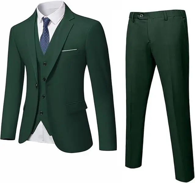 bespoke forest green tux Suits Man Menswear Beige Plain Long Sleeve