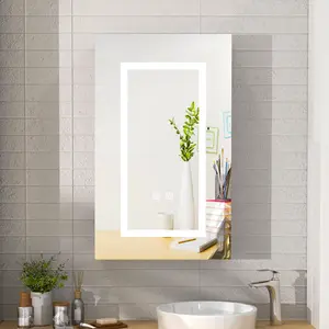 Vanity  Lighted Led Bathroom Medicine Cabinet with Mirror,  with Defogger 15.7x26 Inch Mdf Decor Wall christmas 2024 ornament modern storage wood countertop Wooden