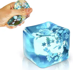 Ice Cube Jelly Squishy Toy – Soft Slow-Bounce Fidget, Satisfying Squeeze Stress Relief, Office Decompression Gift, Sensory Play for Adults & Kids