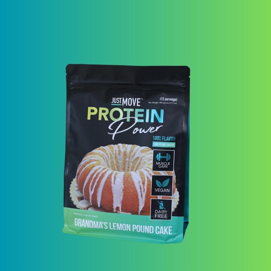 Just Move Protein - Grandma's Lemon Pound Cake Flavor - Vegan Plant-Based Organic 20g Protein Low Carb Keto Friendly Dairy Soy Gluten Free Peanut Free Supplement for Post Workout Recovery - Edible