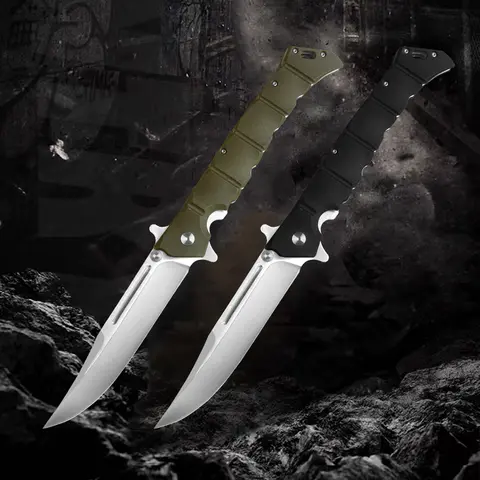 Foldable Stainless Steel Camping Knife - Non-Slip Plastic Grip Outdoor Survival EDC Tool, Wood Carving Hand Gadget, Tools and Unique Gifts for Man, Camping Knives