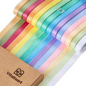 Double Face Satin Ribbon 3/8" 14 Rolls 70 Yards & 1" 12 Rolls 36Yd Assorted Colors for Gift Wrapping, Hair Bows, Flower Bouquet & Wedding Decor | Vitalizart