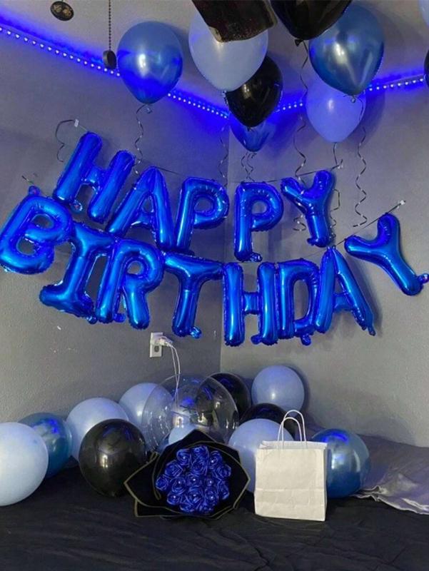 Metallic Happy Birthday Balloon Kit, Letter Foil Balloons + Metallic Latex Balloons, Birthday Party Decor Set for Home Celebration, Photo Booth Backdrop, Easy DIY Party Supplies (53pcs)