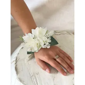 Rinlong White Orchid Cacti Wrist Corsage