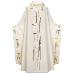 Movie Priest Celebrant Chasuble Catholic Church Father Cosplay Costume Mass Vestments Trurtleneck Loose Cloak Baggy Sleeve Robe