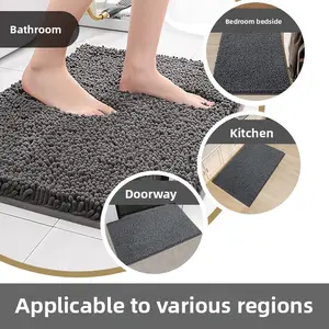 Heavyweight Thick Chenille Bath Mat: Soft and Fluffy Fabric, Instant Water Absorption, Non-Slip Base, Machine Washable Design.Suitable for Bathroom Floor, Bedroom Entrance, and Living Room Area.Provides Water-Absorbing Floor Mat for Homeowners Seeking Com