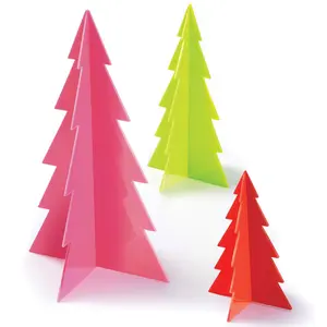 Christmas Acrylic Tree Centerpiece Set - Pink, Green, Red (3-Pack)