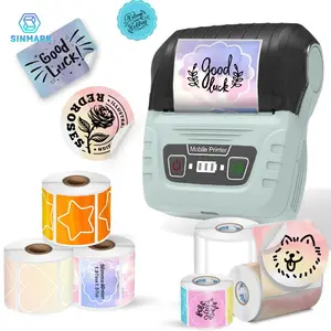 Sinmark Sk58 Wireless Thermal Label Printer + 6 Rolls Color Paper Set, Compatible iOS/android, USB Rechargeable, Barcode Retail Shipping Gift Box, Thermal Label Maker