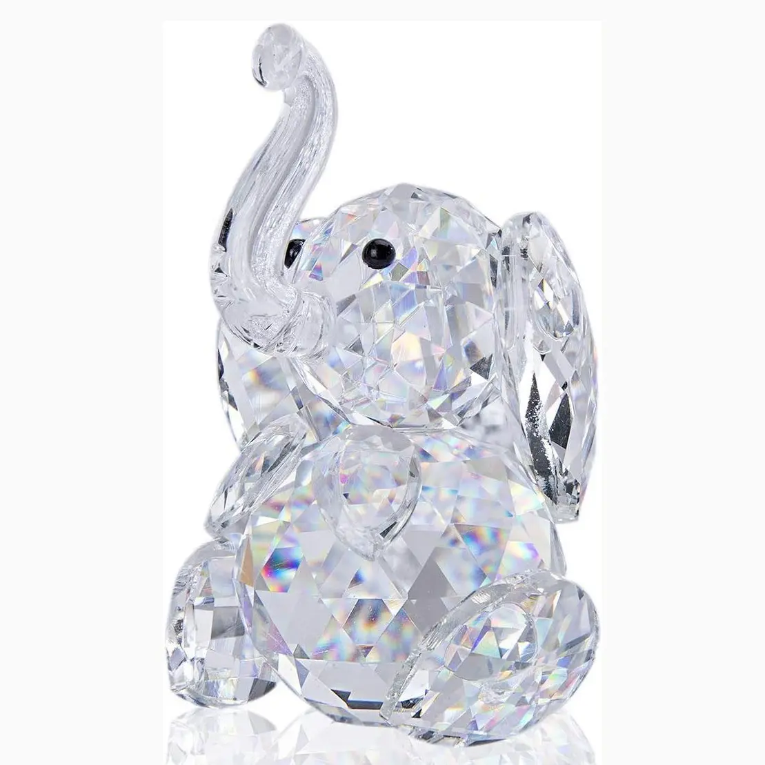 Crystal Cute Elephant Statue, Collectible Cut Glass Decorative Sculpture, Animal Collection Item, Unique Home Decoration Gift, Crystal Ornaments