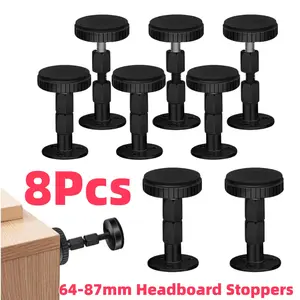 A set of 8 Adjustable Threaded Bed Frame Anti-Shake Tool for Bed, Headboard stoppers, Bedside Headboards Prevent loosening Anti-Shake Fixer 64-87mm Easy Install (Black)- Home Improvement.