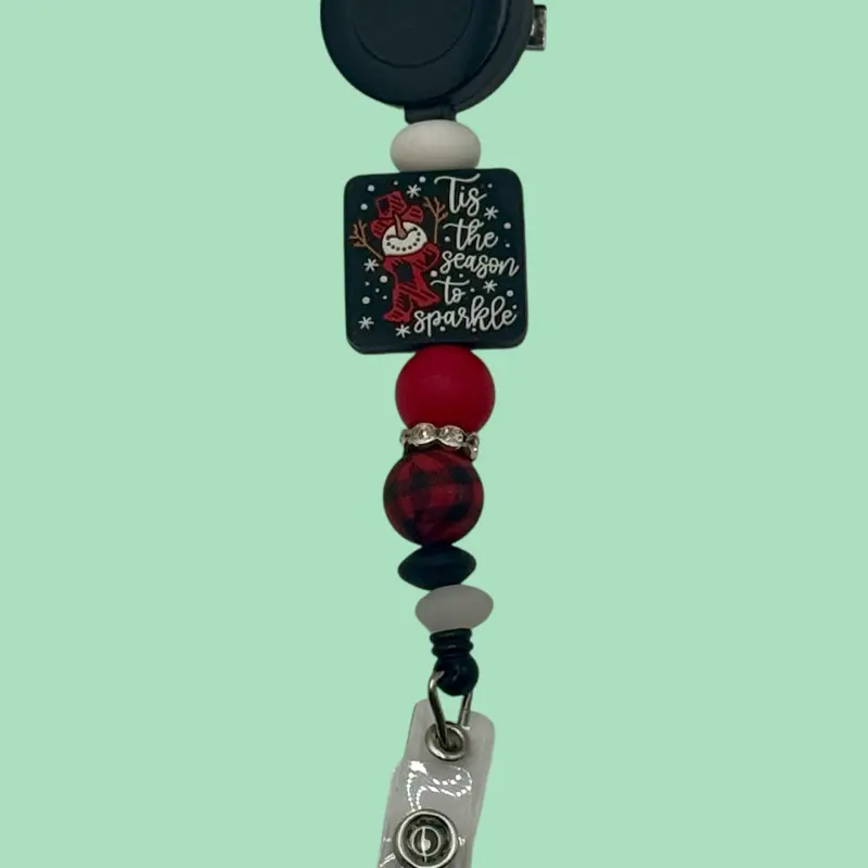CHRISTMAS Acrylic Flatback Retractable Badge Reel with Alligator Clasp for Nurses Teachers & Dental Assistants Fun & Practical Seasonal Design Hot Cocoa and Christmas Movies
