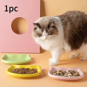 Cute Bear Design Pet Bowl, Non-Toxic Plastic Cat Feeding Dish, Multifunctional Pet Plate for Snacks & Breakfast, Home Use