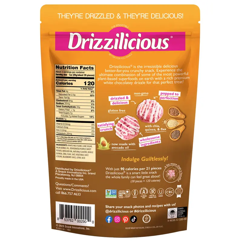 6 Pack - Drizzilicious Very Berry Sweet Mini Rice Cakes 4 oz