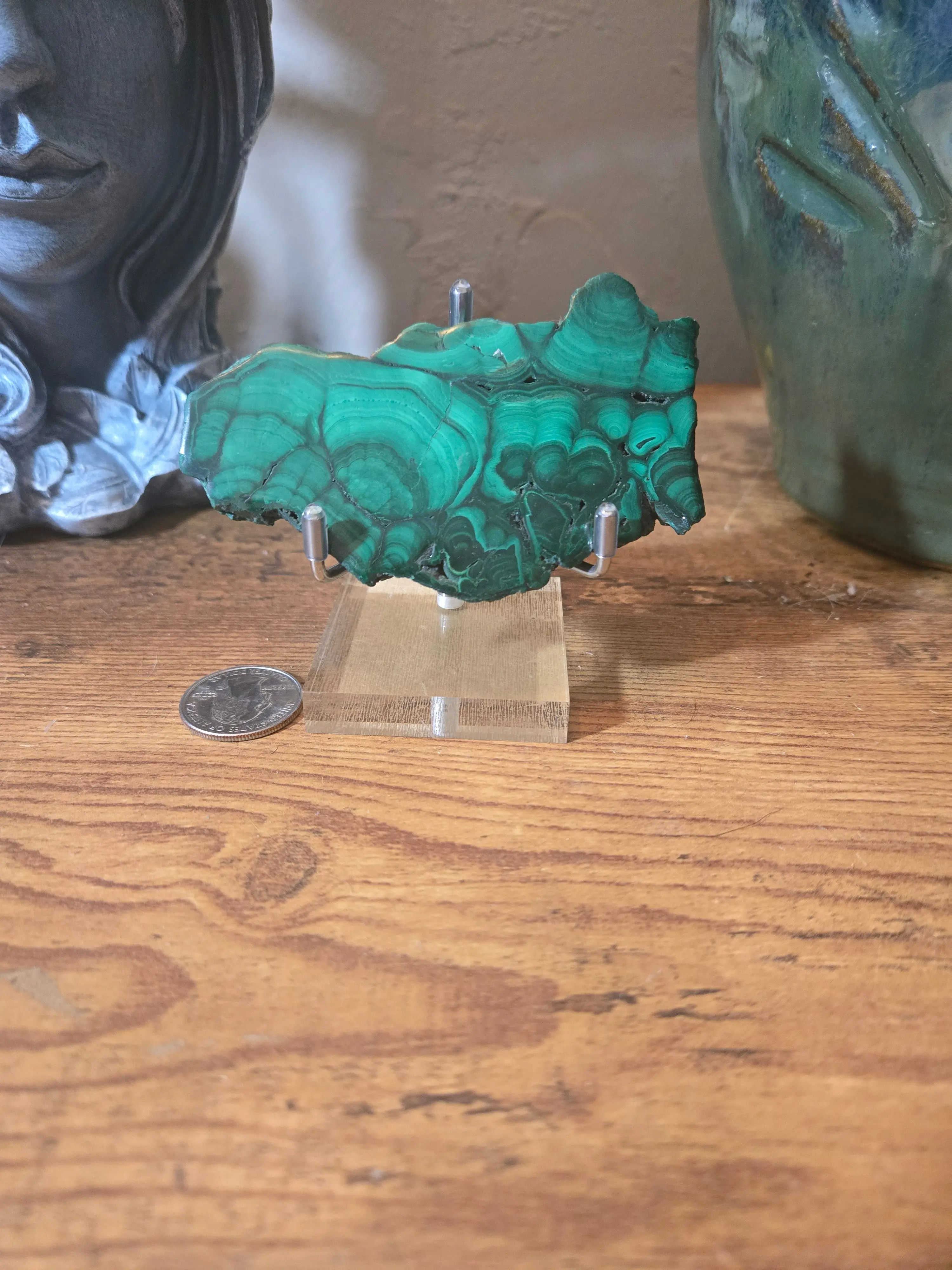 Natural Raw Malachite Specimen with Banded Patterns - Home Decor for Transformation and Growth & Emotional Risks Management, Courage, Embracing Change, Ornamental Stone, Home Ornament, Deep Connection With Earth's Energy Field, Earth Grounded, Natural Mal