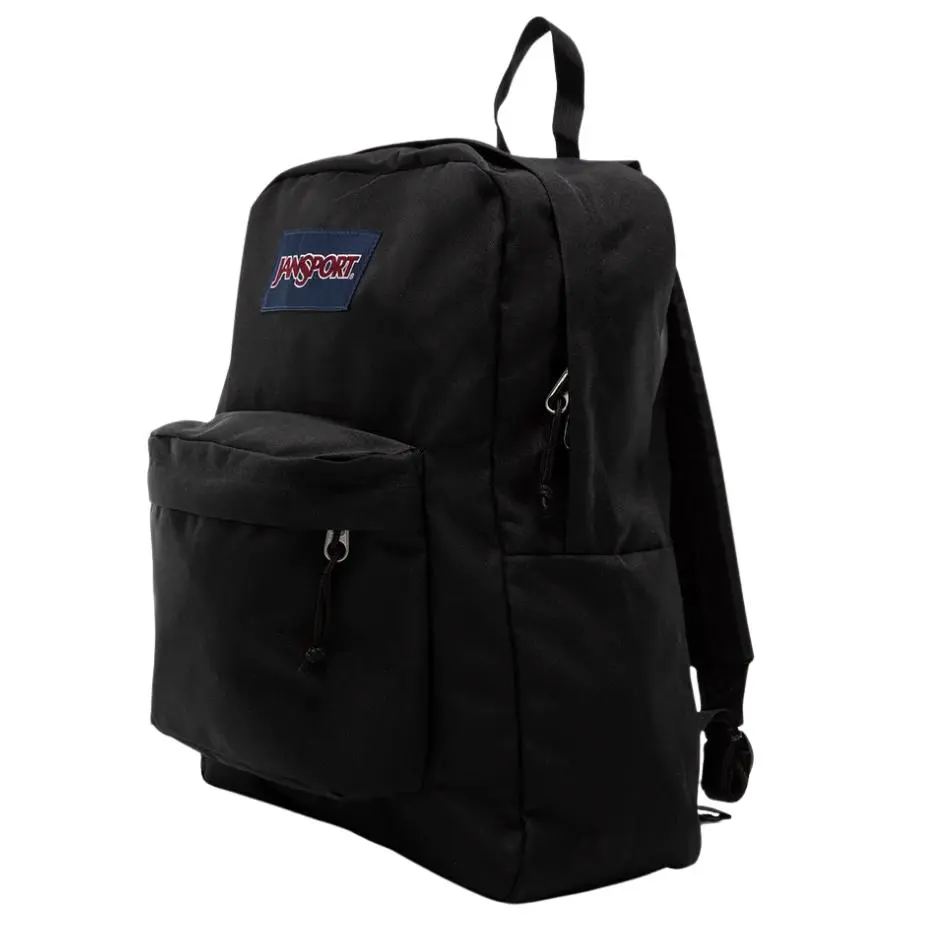JanSport Superbreak Backpack - Durable Lightweight Premium Backpack in Black with Front Pocket & Water Bottle Holder Eco-Friendly Recycled Materials Comfortable All-Day Carry