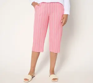 Belle Beach by Kim Gravel Petite Cabana Knit Striped Capri Pant