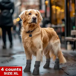 Large Dog Shoes, 4 Counts/set Waterproof Dog Boots & Paw Protectors, Anti Slip Sole Dog Shoes for Outdoor Walking, Indoor Hardfloors