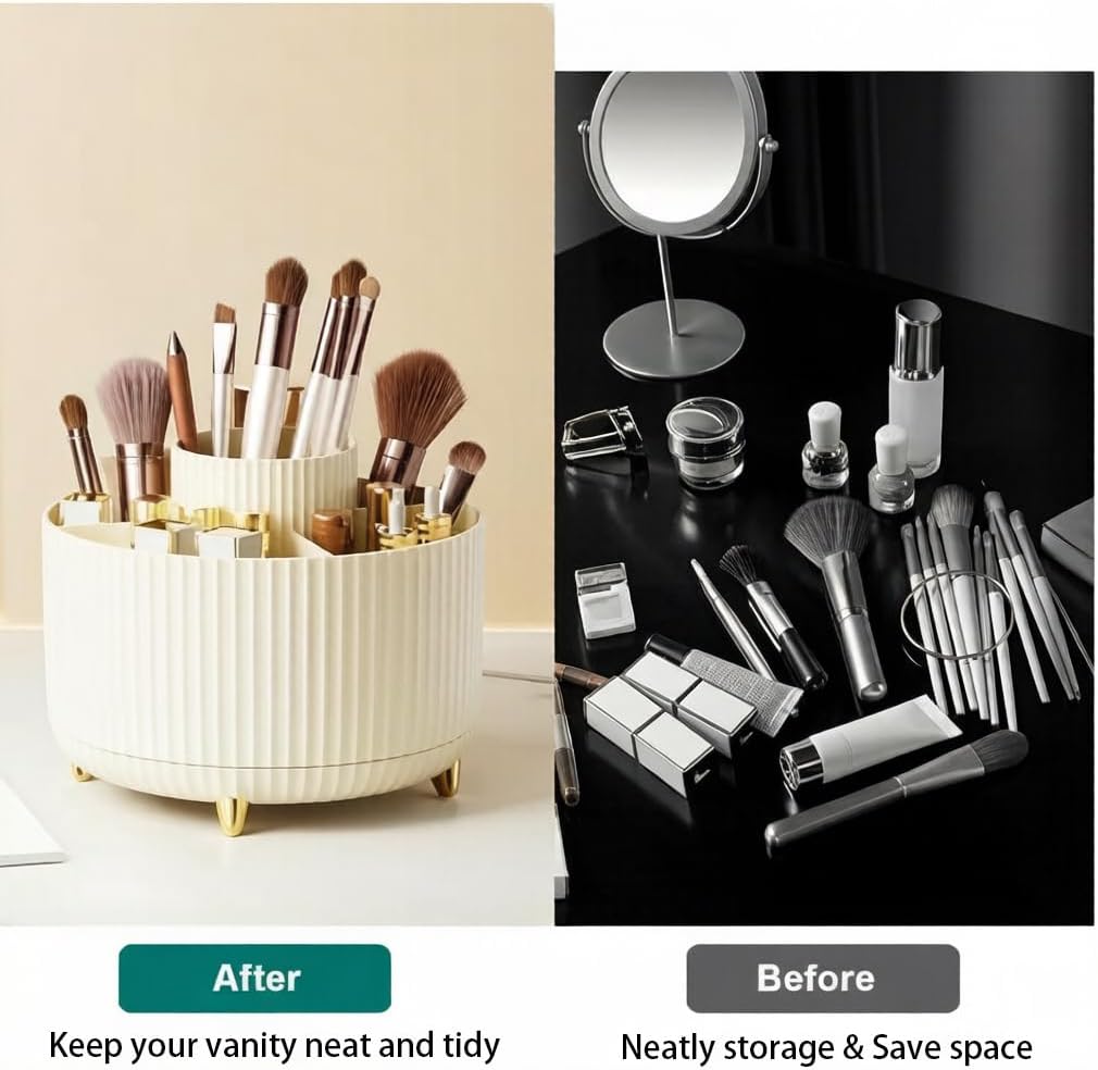 360 Degree Rotating Desktop Organizer,Makeup Brushes,Pencils,Desktop Stationery Storage Rotating Rack,Premium Plastic Organizer For Office,School And Home