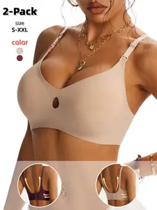 Women's Nursing Bra, Wireless Push-Up Design, Full Coverage Comfort, Hollow Fashion Style, Suitable for Daily Wear, 3 Colors Available，2 Pack/3 Pack.