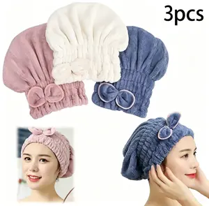 3 Pack Coquette Bow Hair Towel Wrap Cute Microfiber Quick Dry Hair Turban Super Absorbent No Frizz Hair Drying Cap for Women Girls Bathroom Accessories