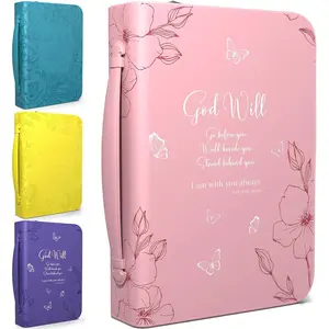 Cover Case for Women - Leather  Cases for Girls - Carrying Bag for Woman - Pen Slots - Zippered Pocket -  Faux Leather Holder - Christian Gifts