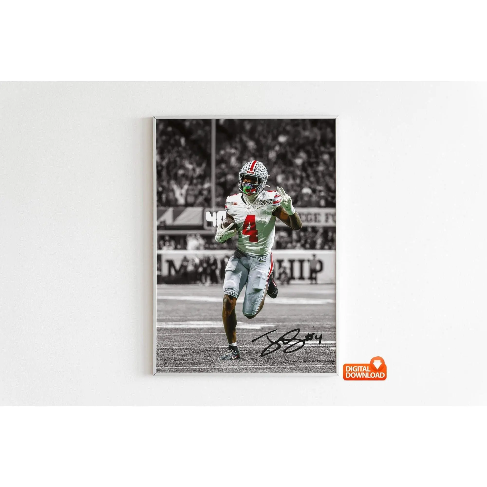 Jeremiah Smith Poster, Signed Football Poster, Best Gift For Fans( Unframed - Print Only )