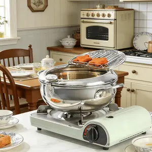 Non-Stick Stainless Steel Deep Frying Pan with Lid Oil Filter Rack 5 Bonus Accessories Free Kitchen Essential for Hassle-Free Cooking filtration deep fryer pot