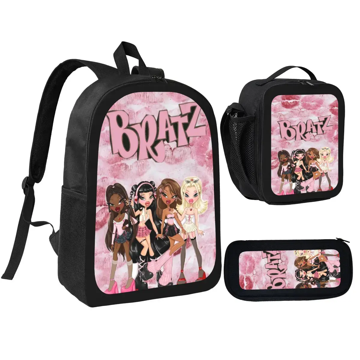 Bratz Themed Kids Backpack Set - Includes Lunch Bag, Pencil Bag - Ideal Gift for Boys & Girls, Character Print, Multi-Bag Set