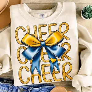 Cheerleading Coquette Sweatshirt Blue Gold Cheer Mom Custom Cheerleader Cheer Team Mom Gift