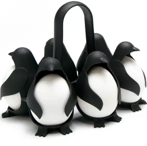Egguins 3-in-1 Cook, Store and Serve Egg Holder, Penguin-Shaped Boiled Egg Cooker for Making Soft or Hard Boiled Eggs, Eggies, Holds 6 Eggs for Easy Cooking and Fridge Storage