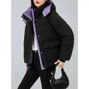 Purple & White Two-Tone Jacket - Purple Collar & White Coat, Structured Outerwear for Casual & Professional, Machine Washable Long Sleeve Blazer (No /Hem Adjustments)