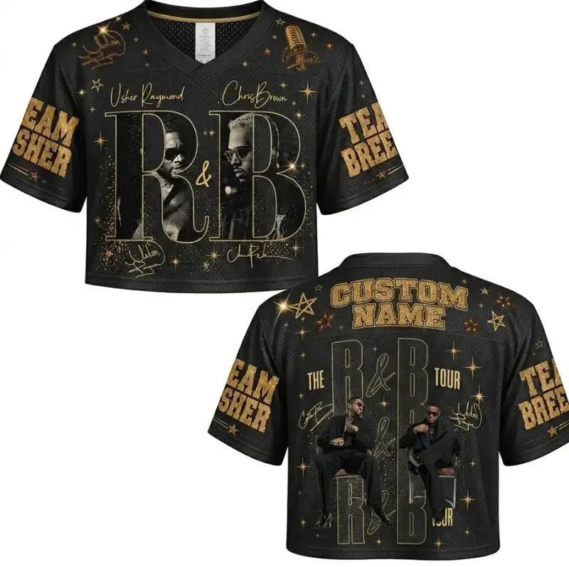 Brown & U Raymon R&B Tour Crop Jersey | Football Style Crop Top, Music Concert Outfit, Fan Merch Gift & Streetwear Fashion 2026