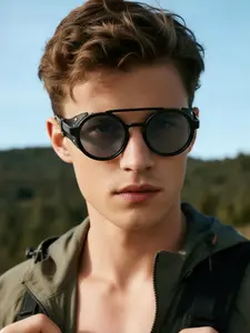 Unisex Y2K Metal Trendy Glasses, Punk Denim Edge Design, Casual Fashion Eyewear for Streetwear, Daily Use, Parties, Gifts