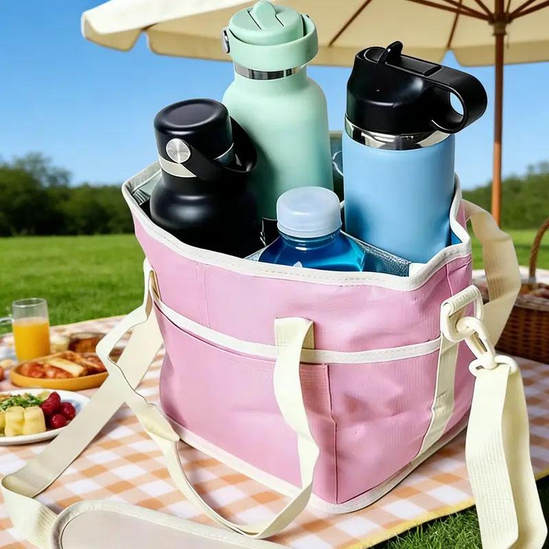 drink bag Insulated Cup Caddy Tote Bag with Adjustable Shoulder Strap and Multi-Pocket Dividers, Portable Drink Carrier for Outdoor Picnics, Beach Trips, Tailgating, and Daily Commute Delivery Services