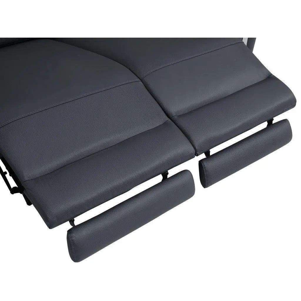 83" Gray And Silver Italian Leather USB Sofa