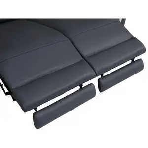 83" Gray And Silver Italian Leather USB Sofa