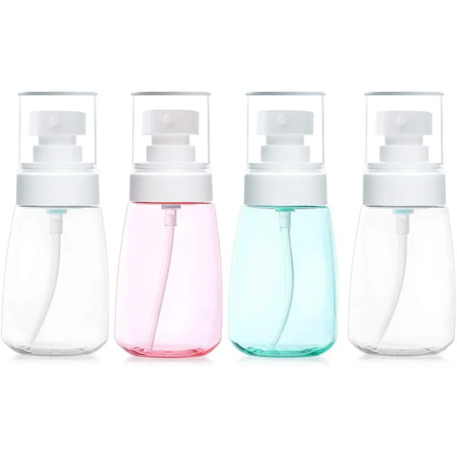 Home Improvement 4Pcs 2 oz Leak-Proof Transparent Compact Pump Bottles - BPA-Free Refillable Plastic Containers for Lotion, Liquid Soap, Business & Travel Use