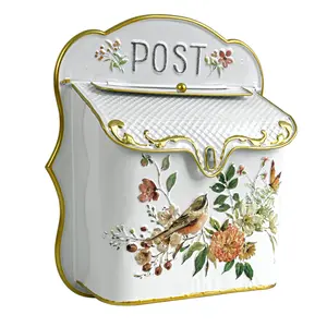 Mailbox Wall Mount Mailboxes for Outside Vintage Mailbox Mail Boxes Wall Mount Outside Antique Style Nostalgic Charm Home Decor Metal Mailbox Garden Flower Patter
