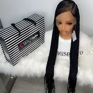 WIGSBYITO 30" Corn Row for Black Women 360 Full Lace Synthetic Braided Wig