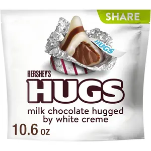 HERSHEY'S HUGS Milk Chocolate and White Creme Candy Share, 10.6 oz