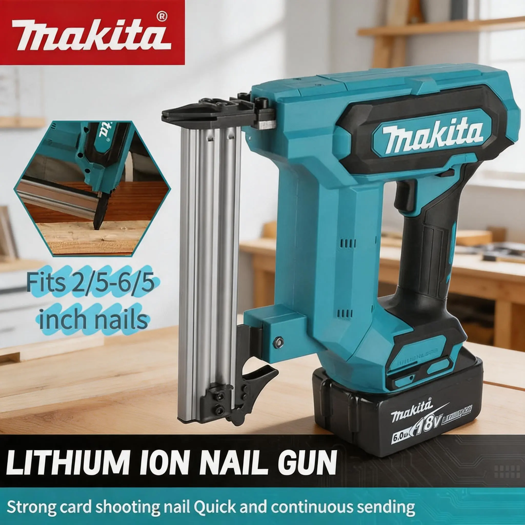 Makita F30 Brushless Cordless Nail Gun,suitable for 2/5 - 6/5inch straight nails,, Ideal for Flooring, Shelving & DIY Wood Projects