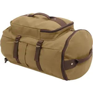 Coyote Brown / Brown - 19 Inches Convertible Canvas Duffle / Backpack