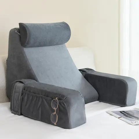 Unisex Soft Cotton Bed Reading Pillow - Sponge-Filled, Skin-Friendly, 19" Medium Size, Gifts Adults, Father's Day Gift Idea for Sofa Floor Use (Qita11), Medium 19"