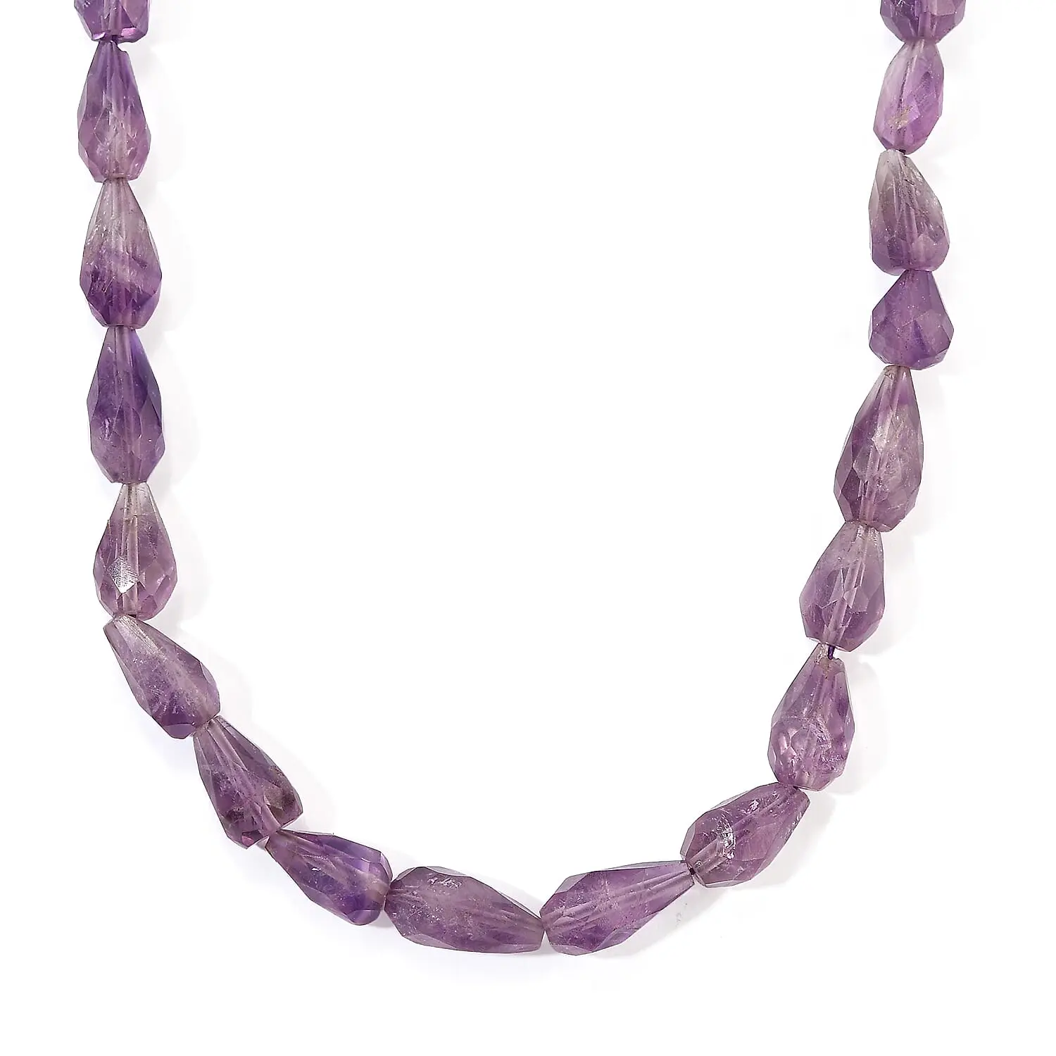 African Amethyst Drop Beaded Necklace (16 Inches) 69.50 ctw