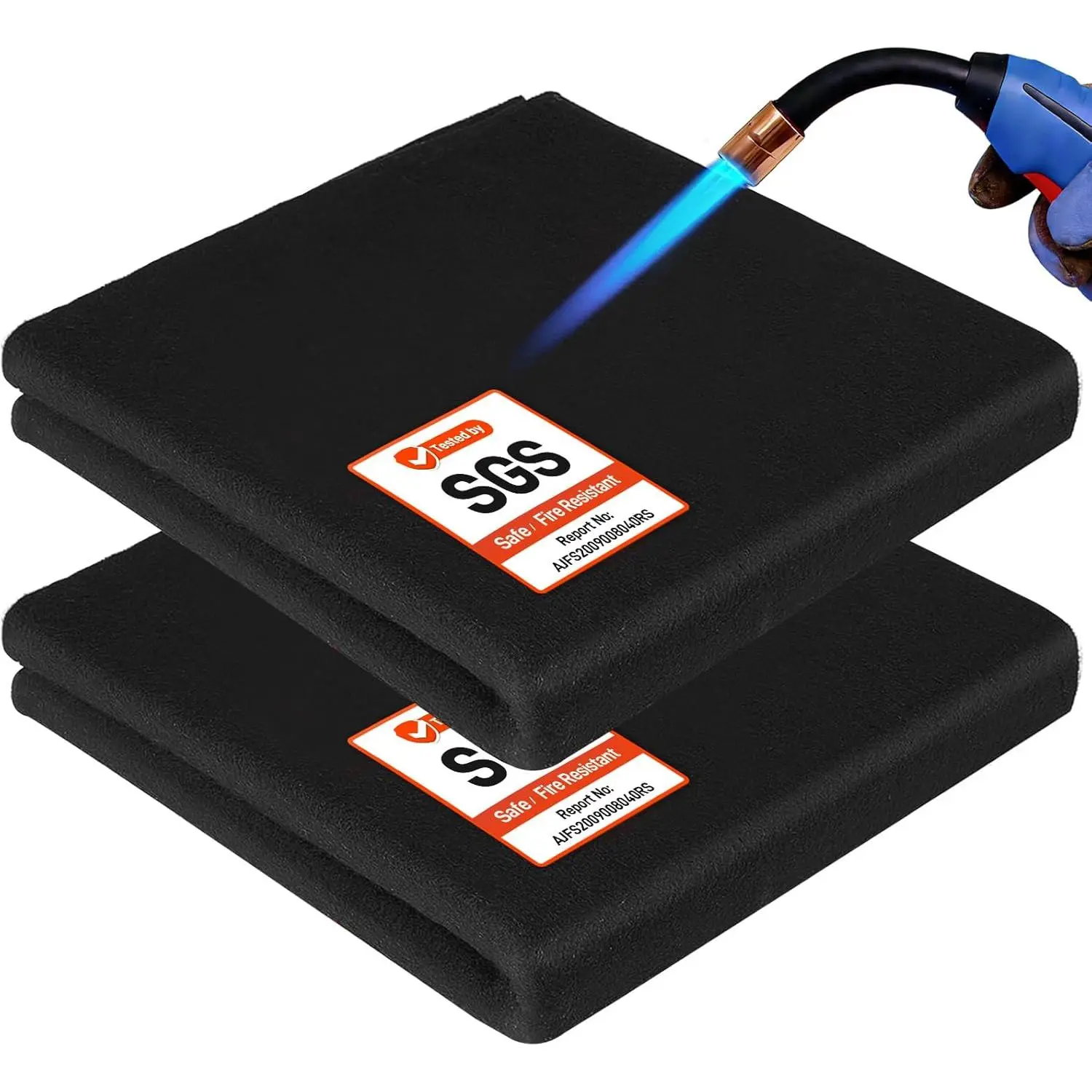2 Pack 14'' x 14'' Welding Blanket Fireproof, 1/5"(5mm) Thickened Heat Resistant Mat, Flame Retardant Carbon Felt Wick, Fire Resistant Welding Pad, Brazing Heat Shield for HVAC Solder Plumbers
