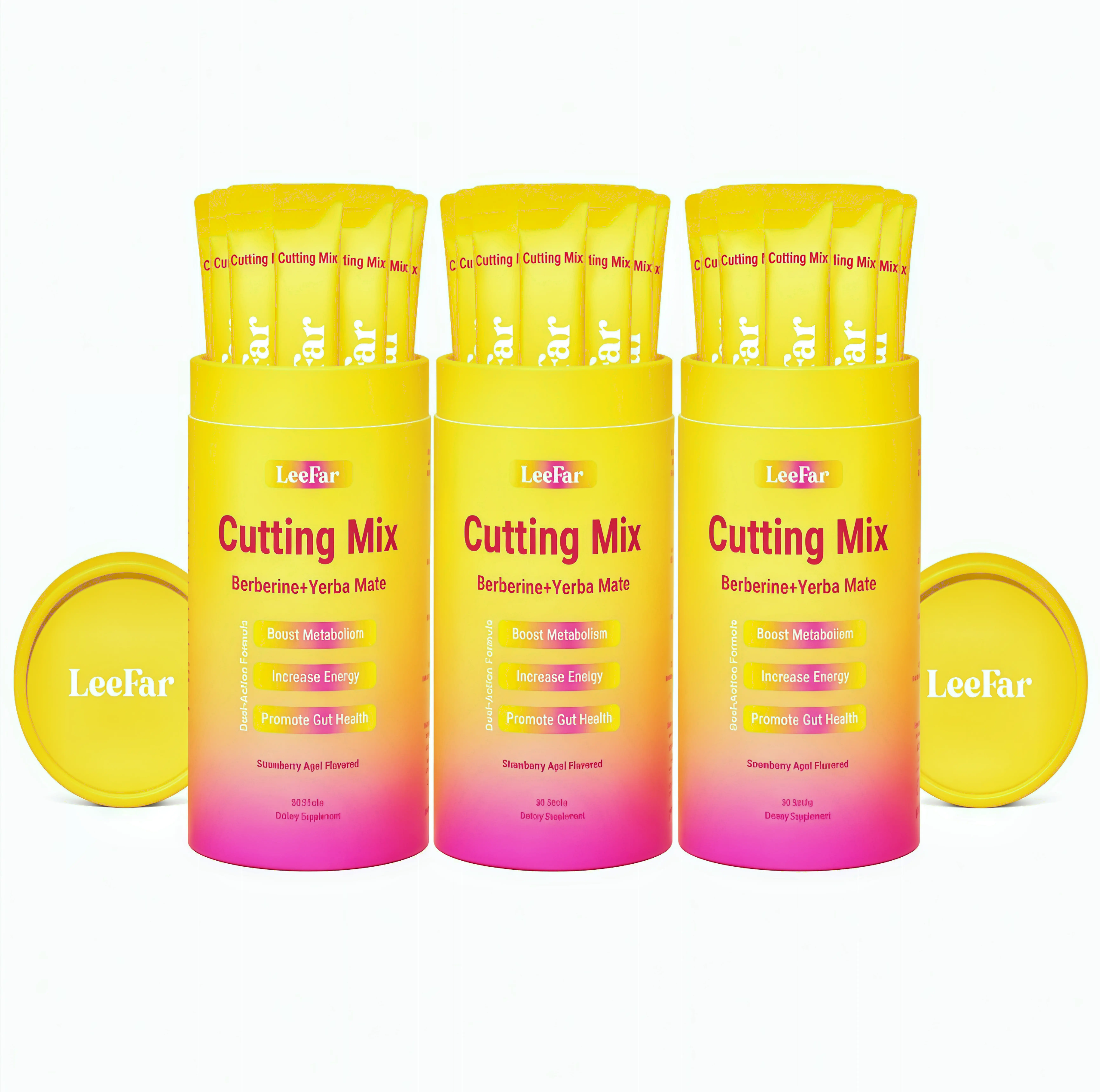 3 Botte LeeFar Cutting Drink Mix – | JS Strawberry Açaí Flavor – | (30 Servings)