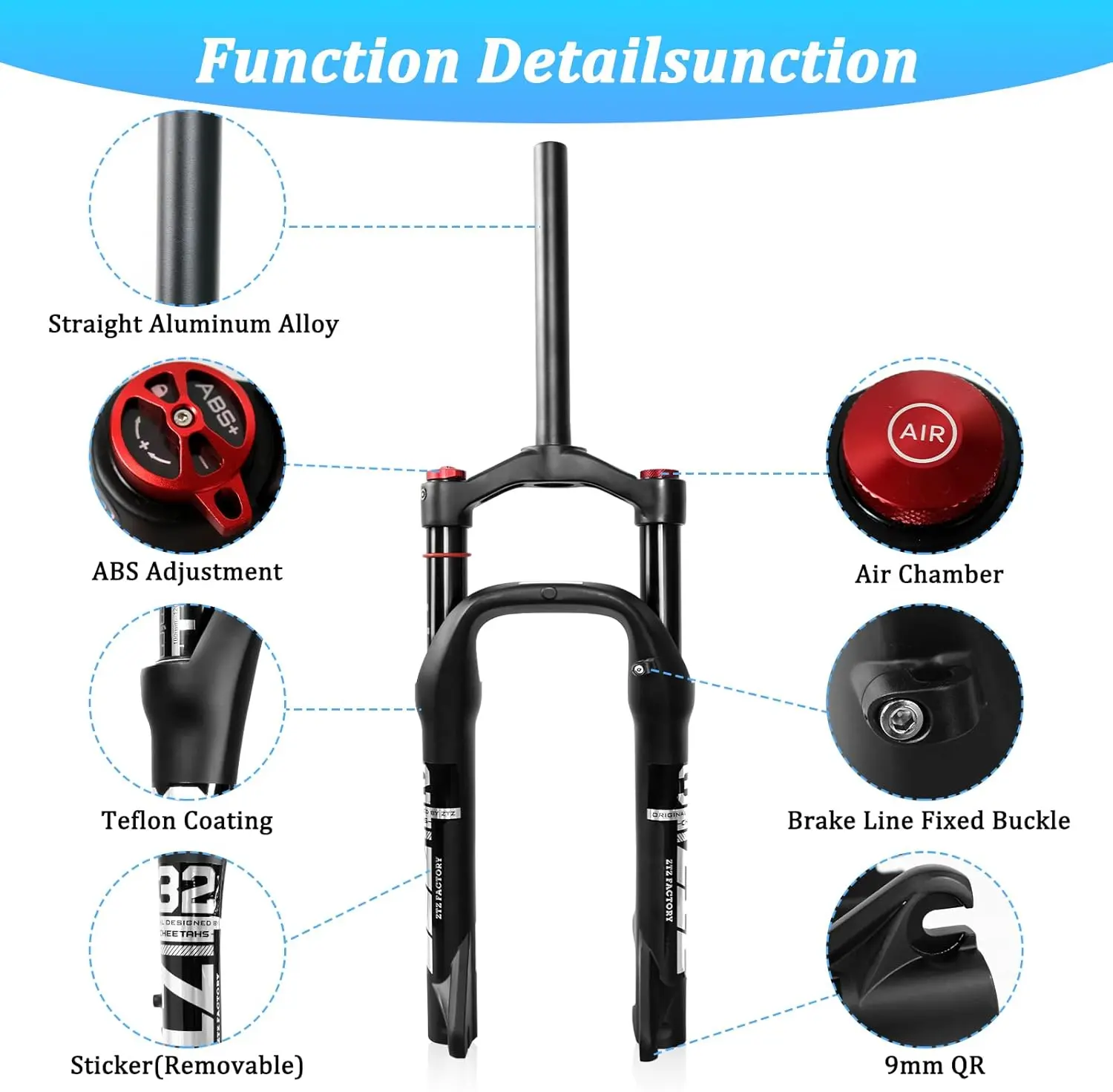 ZTZ 20 * 4.0 inch Fat Tire Air Suspension Fork - 130mm Travel