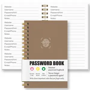 Mini Password Notebook, 180° Flat Spiral Binding, Portable Account Password Manager, Internet Login Info Organizer, Home Office Use